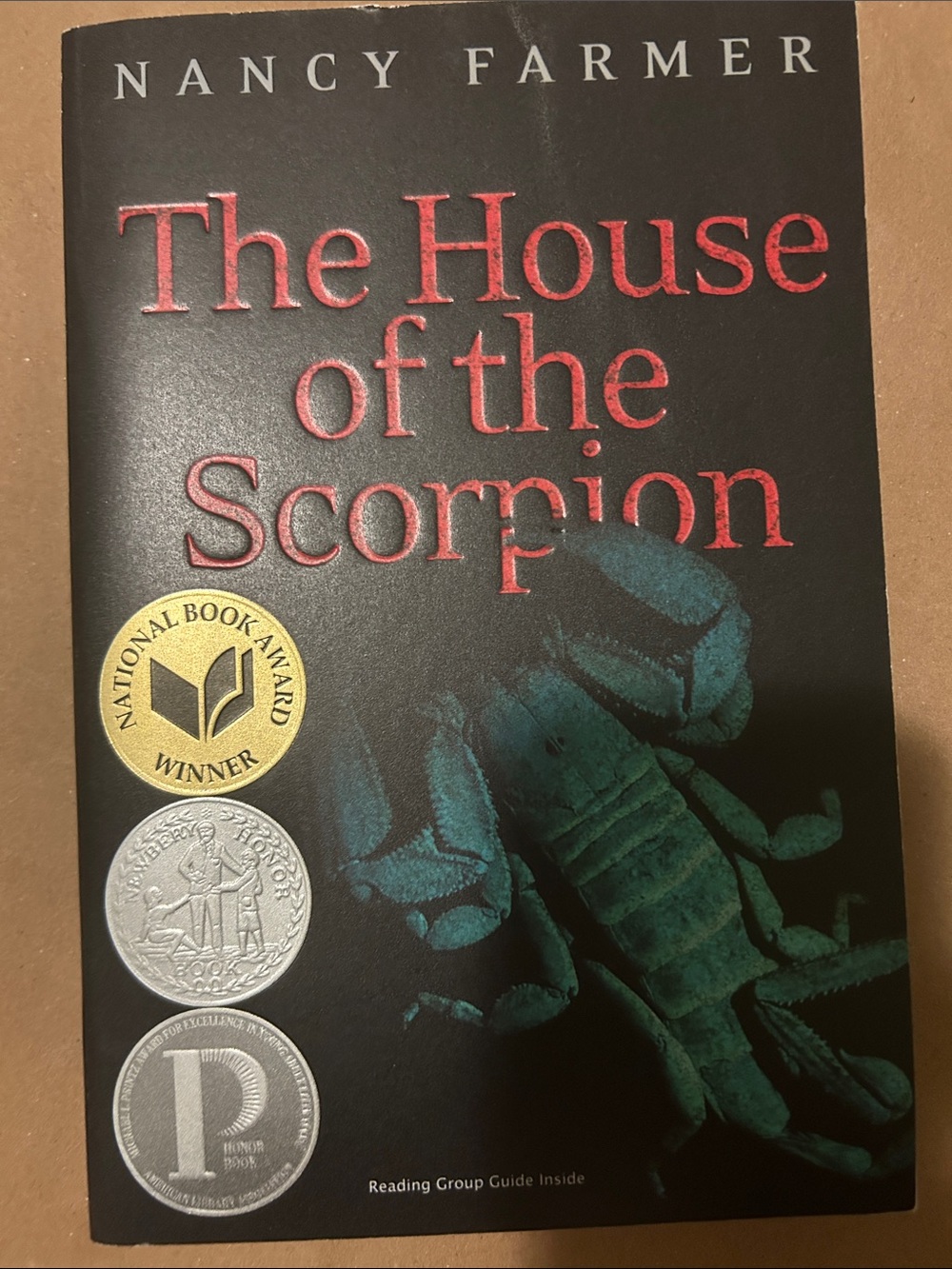 Nancy Farmer "The House of the Scorpion" - Black & Teal Cover
